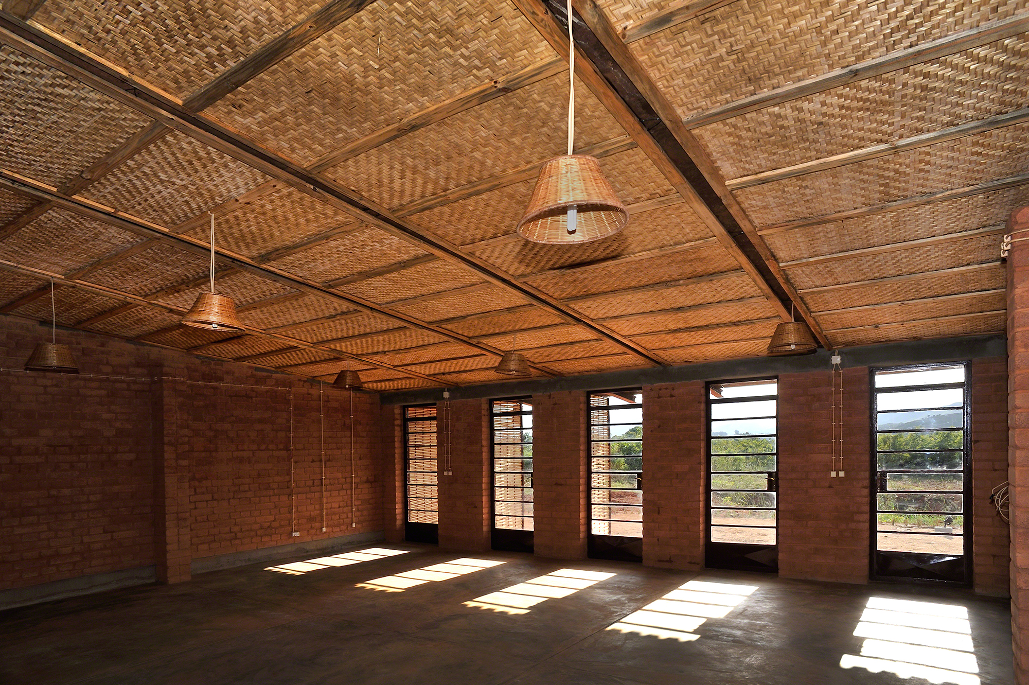 bamboo ceilings and red earthen walls