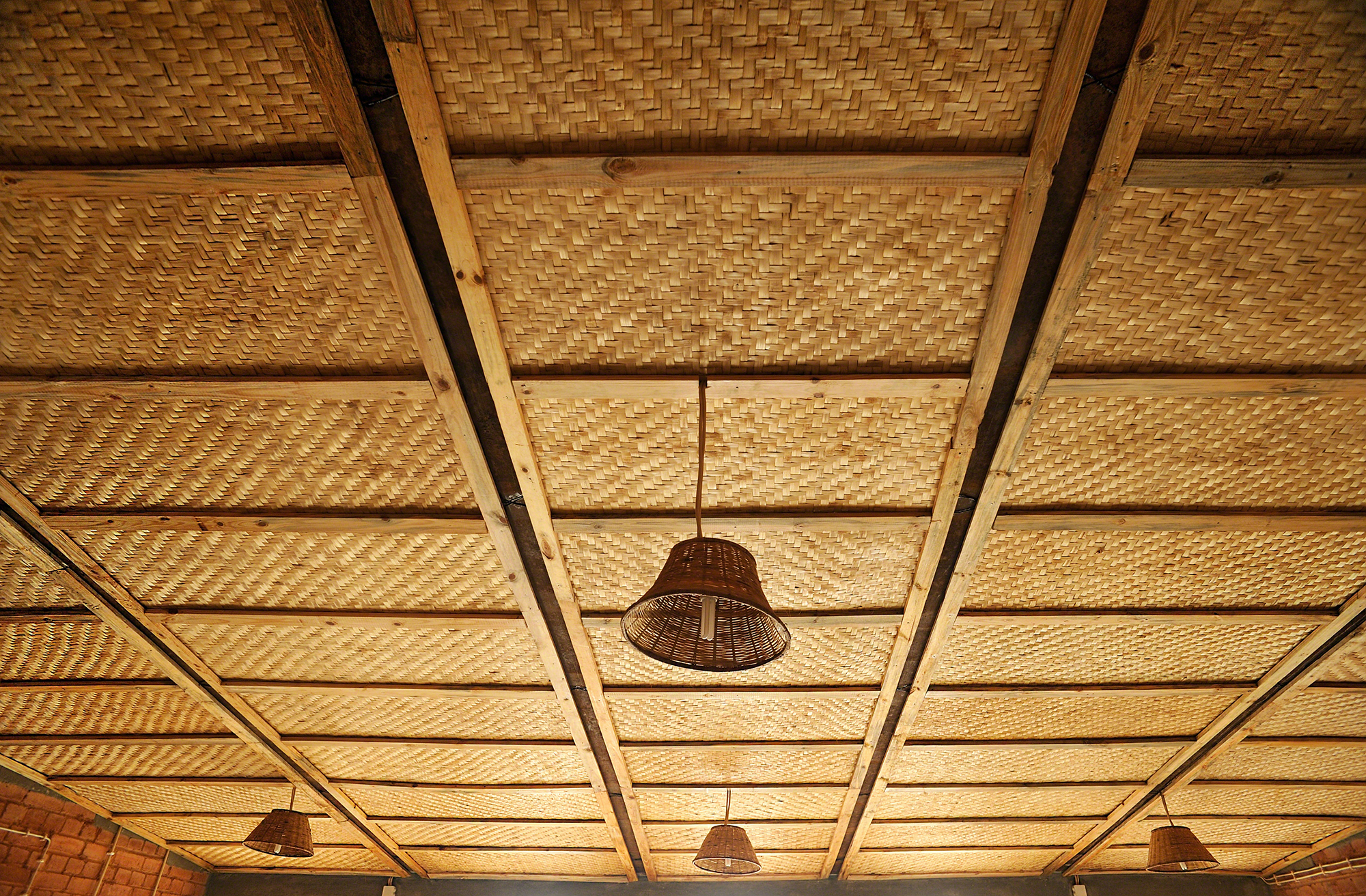 bamboo ceilings and red earthen walls