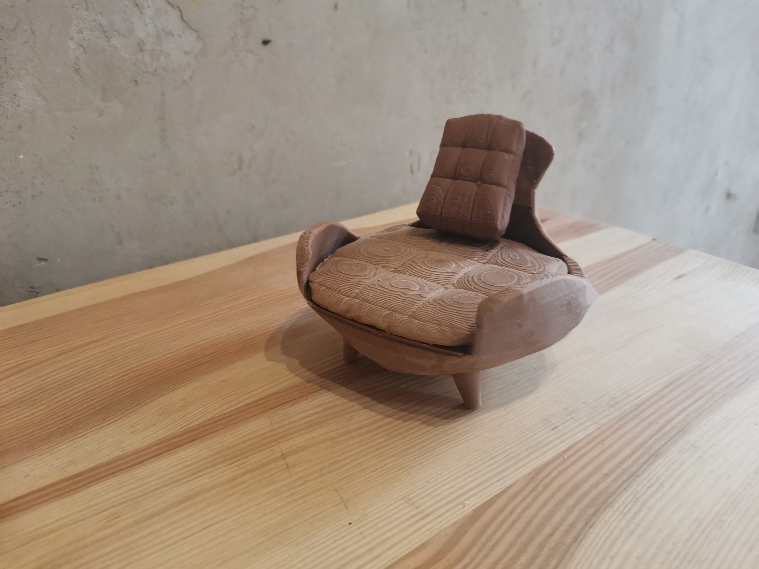 Lounge chair in FSC beech plywood with natural fibre cushions, designed by CAS Studio