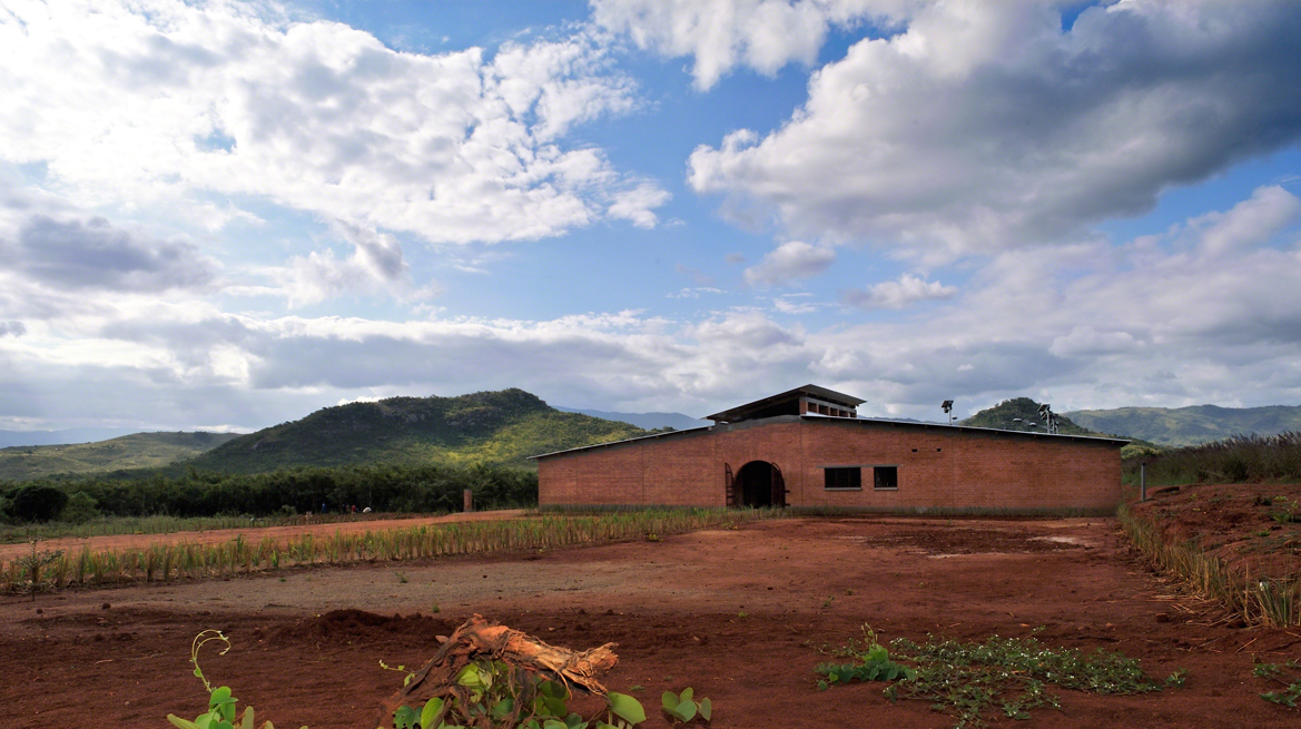 Community building in compressed earth blocks set in rural Mozambique.
